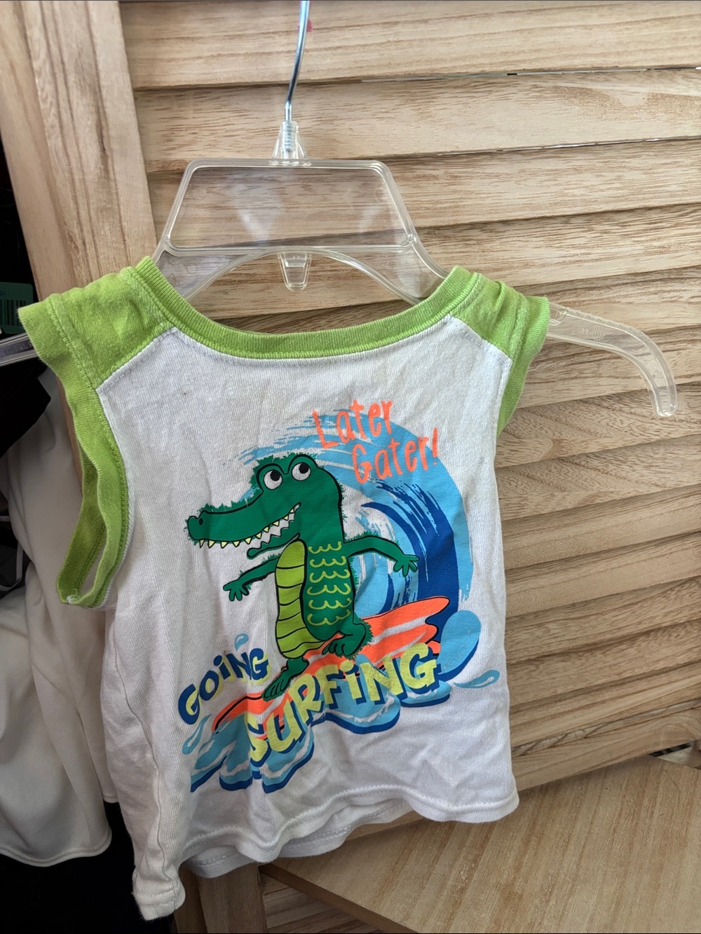 Garanimals Sleeveless Surf Graphic Sleep Tank Top - Green/White 3T